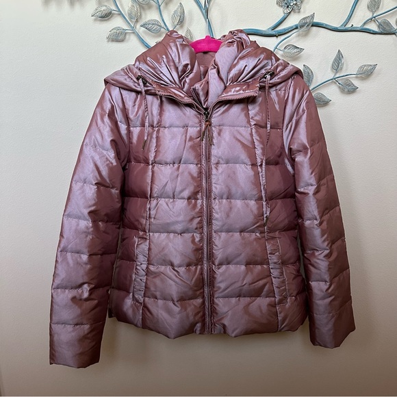 Only brand Love Collection Eisa Down Rose Gold Hooded Puffer Jacket Sz L - Picture 1 of 8
